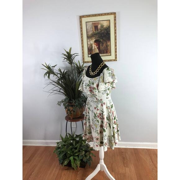 City Studio Flared Dress Women's Size 9 Multicolored 100% Polyester Boat Neck - Picture 3 of 11